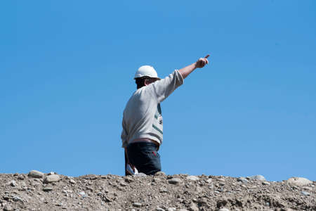 civil engineer at work on construction siteの写真素材