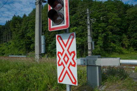 railway crossing, level crossing sign