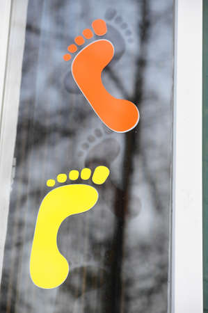 cut out footprints, barefoot symbolの写真素材