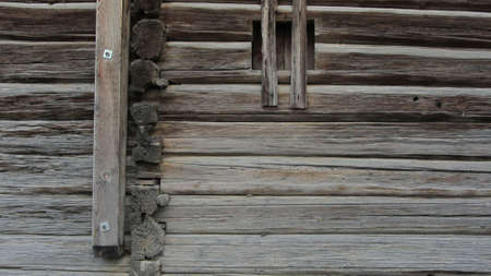 wood connection or timber joint on log houseの写真素材