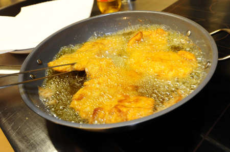 deep frying a wiener schnitzel
