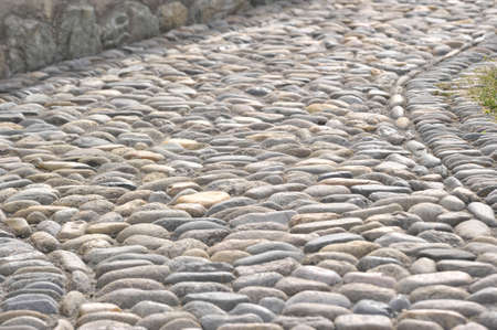 cobblestone pavement of a walkawayの写真素材