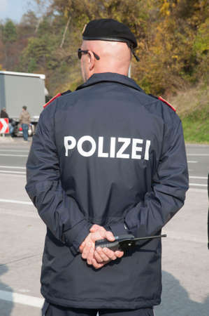 'Polizei' (police) officer in uniformの写真素材