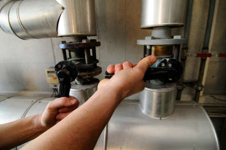 heating valve in the basementの写真素材