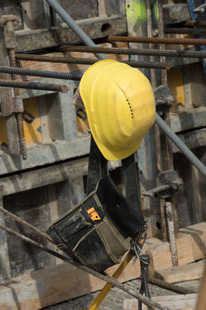 Construction helmet on the construction site
