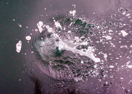 small water wave in a pond from aboveの写真素材