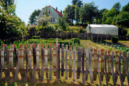 wooden fence in the garden, for separating private and public spaceの写真素材