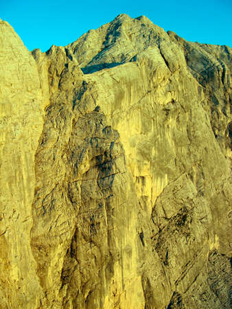 rock formation in a rocky mountain landscape in the alpsの写真素材