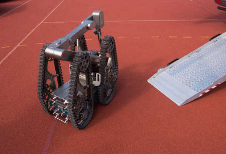 robot for grabbing aerial bomb from the second world war, demining or mine clearance service