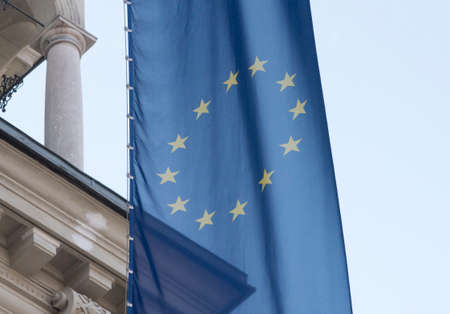 European Union flag, blue flag with yellow stars representing the EU