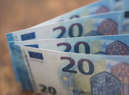 twenty euro banknote, currency in the european union, business and financesの写真素材