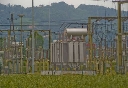 electricity transformer as part of the power grid and power supply