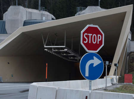 a car tunnel on the road, passageway through a mountain