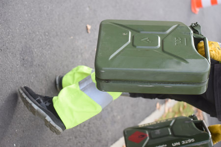 a jerry can for the transportation of fuel in a container
