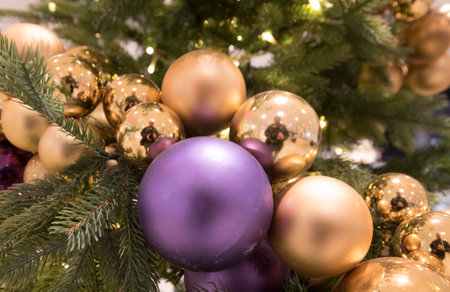 christmas tree balls as a decoration for the christmas treeの写真素材