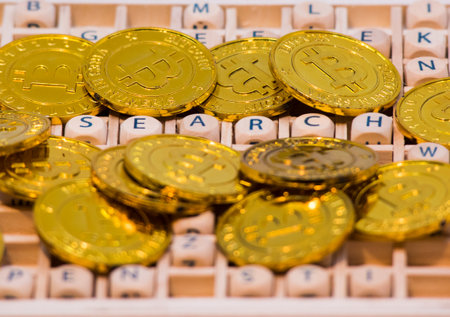 golden bitcoin coin as a digital currency in the internetの写真素材