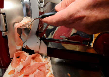 prosciutto or ham from pork meat, dry cured italian hamの写真素材