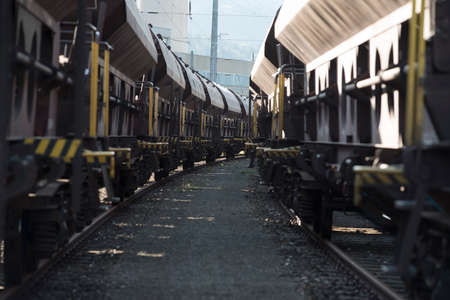 a freight train for the transportation of goods by rail