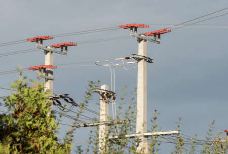 energy supply with power poles and lines in a power grid