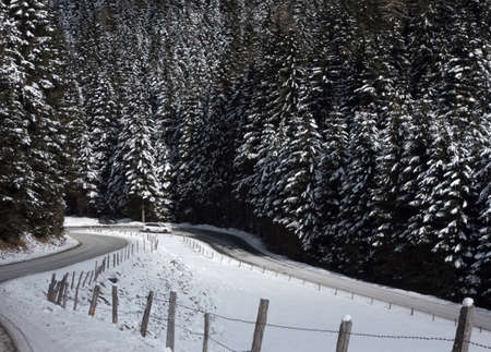 country road or rural highway in winter, public road traffic and transportation
