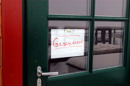 a closed business or company, trade in economically difficult times