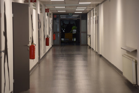 an aisle or hallway as part of the architecture of a buildingの写真素材