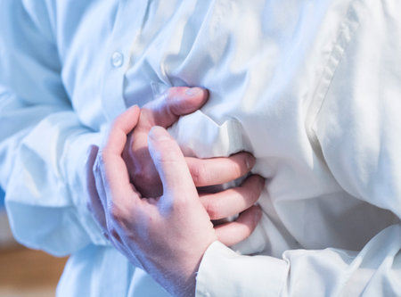 person having a heart attack, stabbing pain in the chest