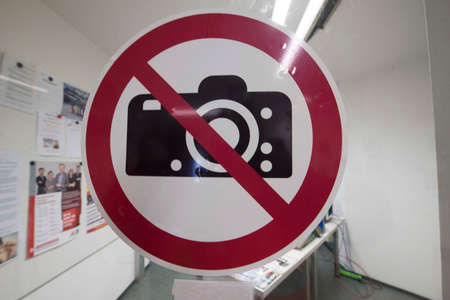 a ban on photography sign, the prohibition of taking picturesの写真素材