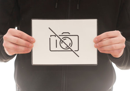 a ban on photography sign, the prohibition of taking picturesの写真素材