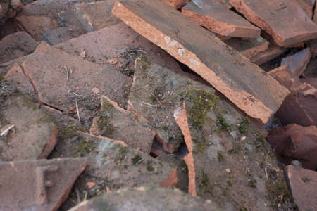 broken bricks at the construction site, building and construction industry