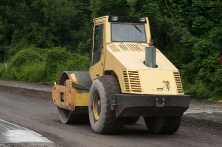 a road roller in the construction work and road work