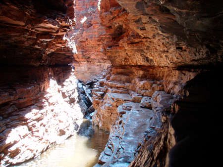 a canyon or a gorge, rocky terrain formation in natureの写真素材