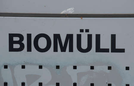 organic waste sign in german (BiomÃ¼ll), waste separation and compostingの写真素材