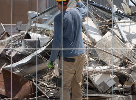 building debris at the construction site, building and construction industry