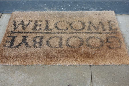 welcome sign at the entrance for greeting and welcoming visitorsの写真素材