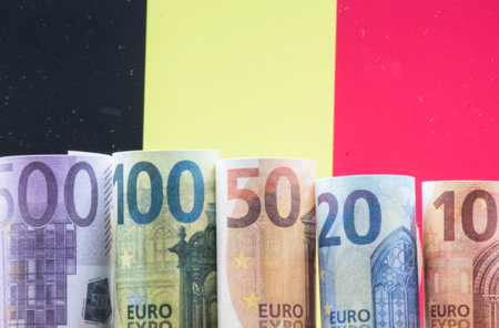 Euro, currency in the EU and flag of european countryの写真素材