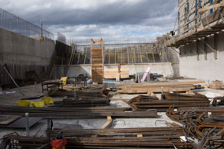 reinforcement with construction steel and structural steel in construction industry