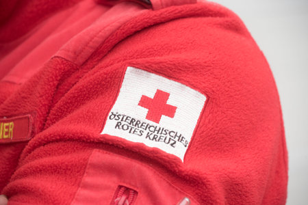 red cross logo or symbol, humanitarian movement to protect human lifeのeditorial素材