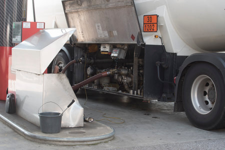 tanker truck for the transport of oil on the road