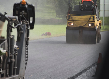 asphalt and pavement in road construction, traffic infrastructure and mobility
