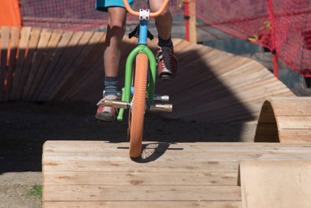 driving with a BMX bike, bicycle motocross as a cycle sportの写真素材