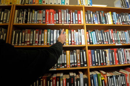 in a library with books, collection and archive of books and literatureのeditorial素材