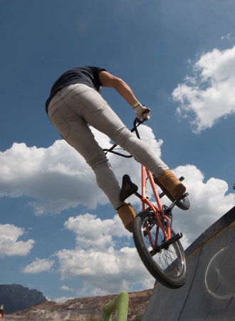driving with a BMX bike, bicycle motocross as a cycle sportのeditorial素材