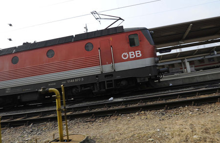 an OEBB locomotive or engine, a rail transport vehicle for train