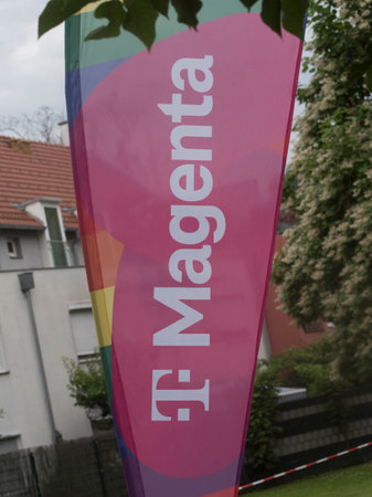the logo of t-mobile austria company, telecommunications provider, mobile internet and telephone communicationのeditorial素材
