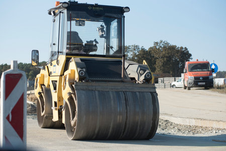 ground leveling and flattening in road construction and traffic managementのeditorial素材