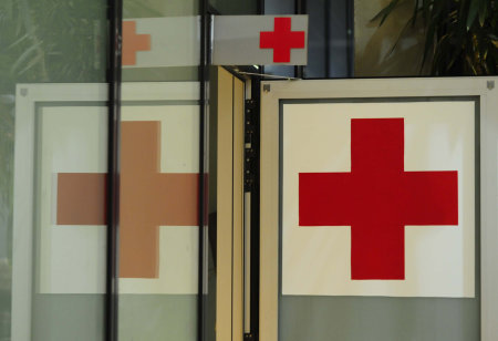 red cross logo or symbol, humanitarian movement to protect human lifeのeditorial素材