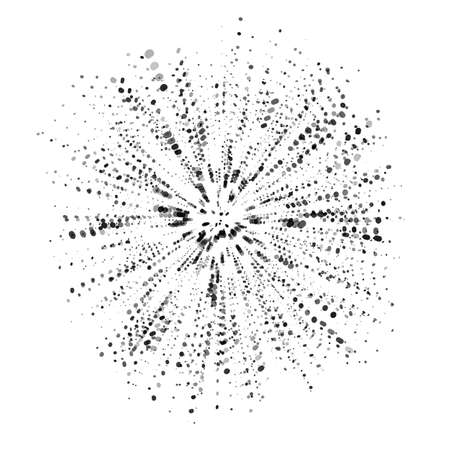 Explosion, burst shape, radial dust effect, radiating sharp ink splat. Vector illustration isolated on white backgroundのイラスト素材