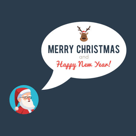 Avatar Santa Claus with speech bubbles Merry Christmas and happy New Year. Vector illustration for holiday design web banner or greeting cardのイラスト素材