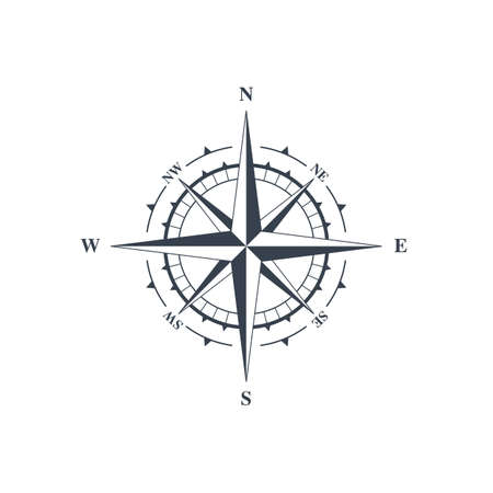 Compass sign, wind rose icon. Vector illustration isolated on white backgroundのイラスト素材